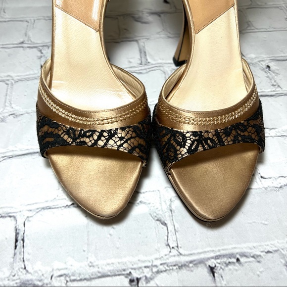 Dior Champagne Pink Satin Lace Sandal Heels Sz 37.5 - Picture 4 of 12